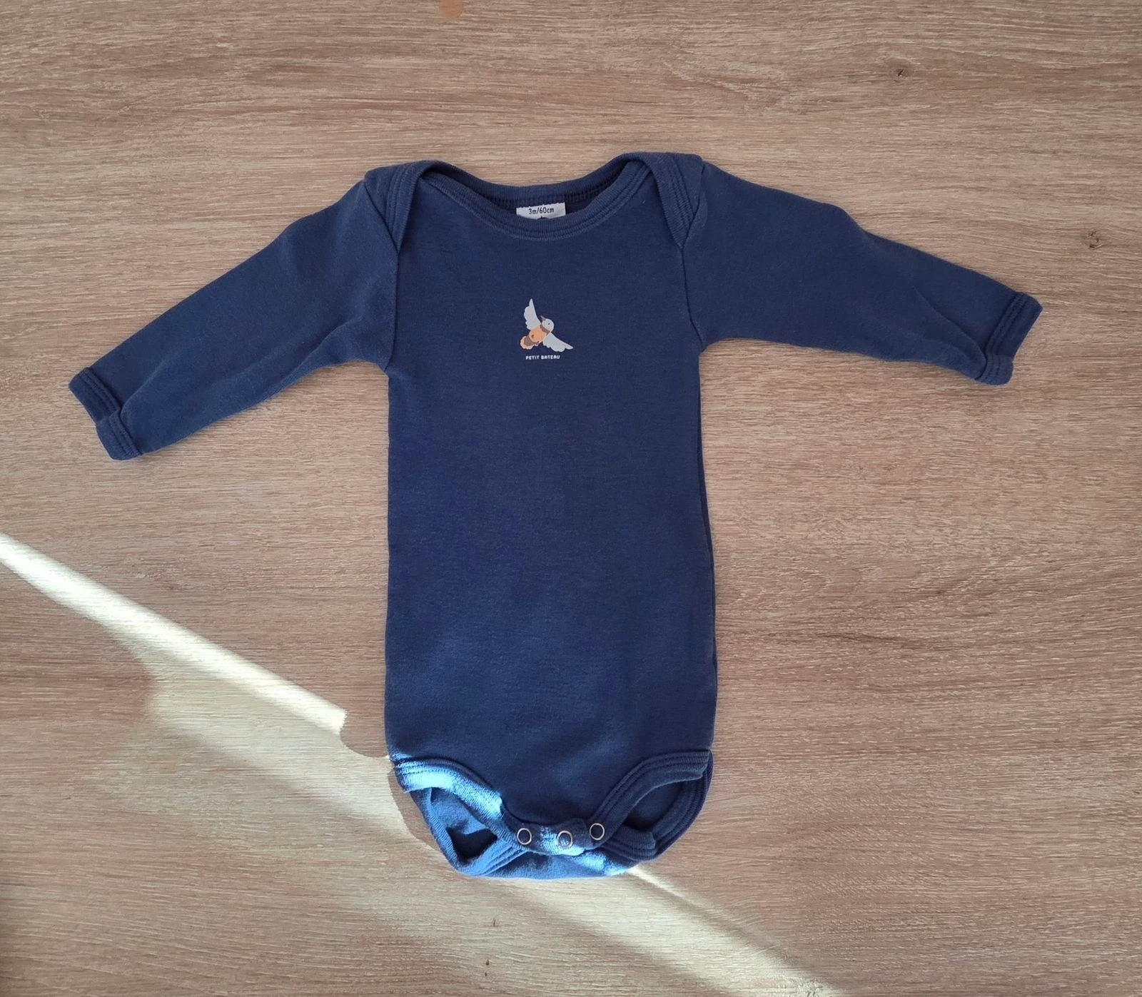 Body de mangas compridas azul com estampa de pássaros Petit Bateau Tamanho 3 meses 60 cm – photo 2